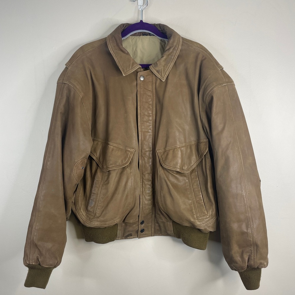 Vintage Mirage Bomber Leather Jacket Mens XLarge Aviator Pilot Flight Heritage